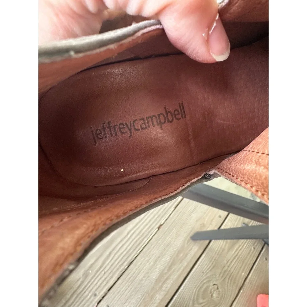 Jeffrey Campbell Gray Suede Leather Cutout Ankle Booties Wood Heel Size 9.5‎
